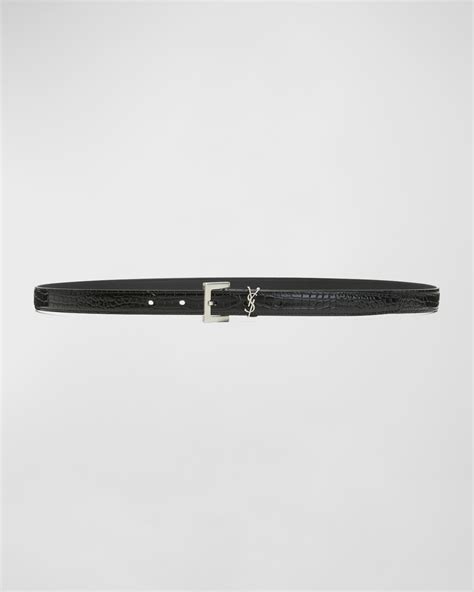 ysl moc croc skinny belt.